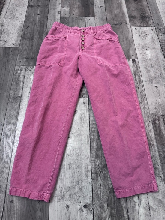 Sundance Pants - Sundance Linen Blend Pink High-Waist Button Front Pants Lightweight 4
